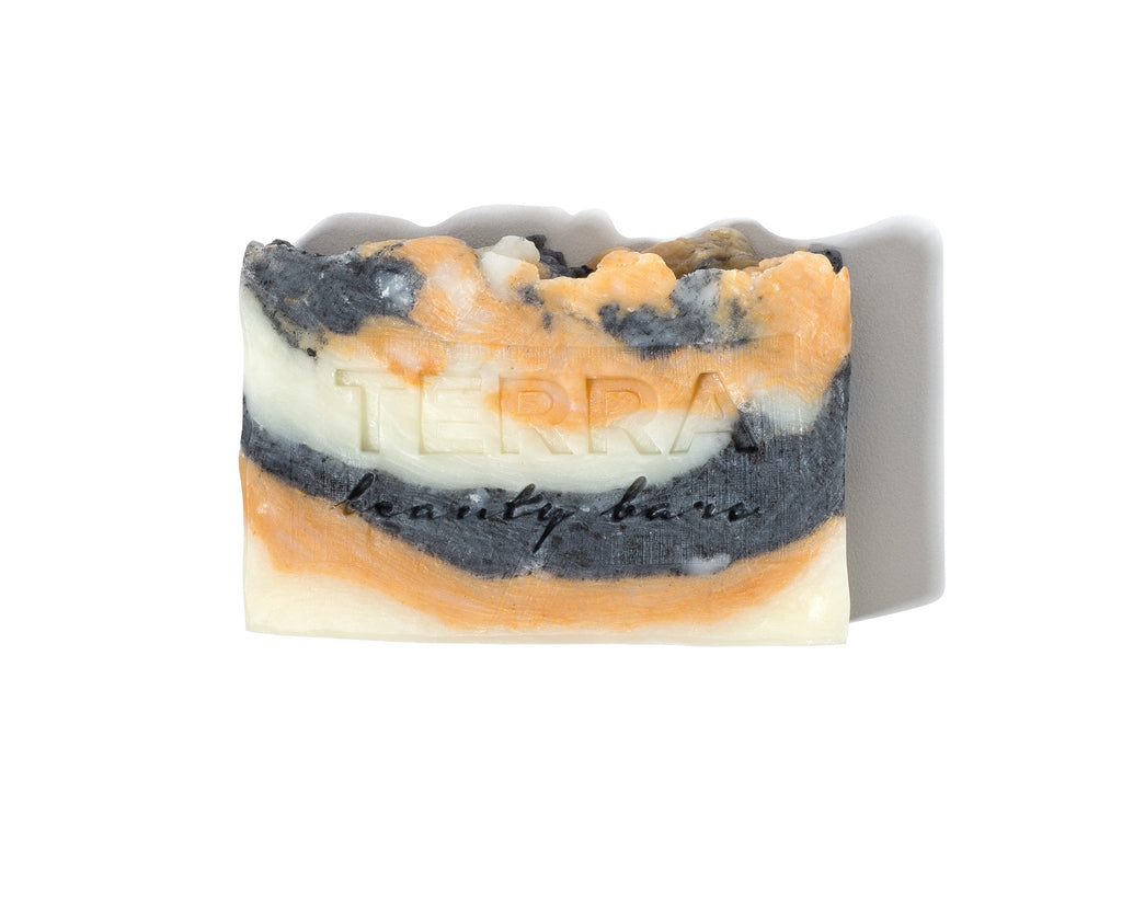 Marble Activated Charcoal Facial Bar with Brazilian Yellow Clay in marble swirl design 4oz - Terra Beauty Bars
