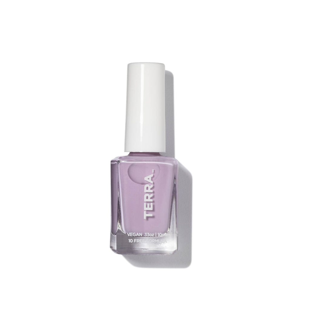Terra nail polish number 18 desert lavender color bottle.