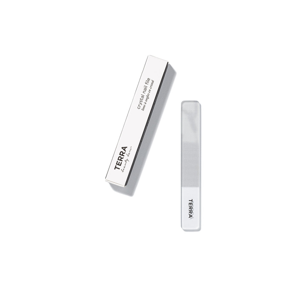 Terra Crystal Nail File with white box next to it.