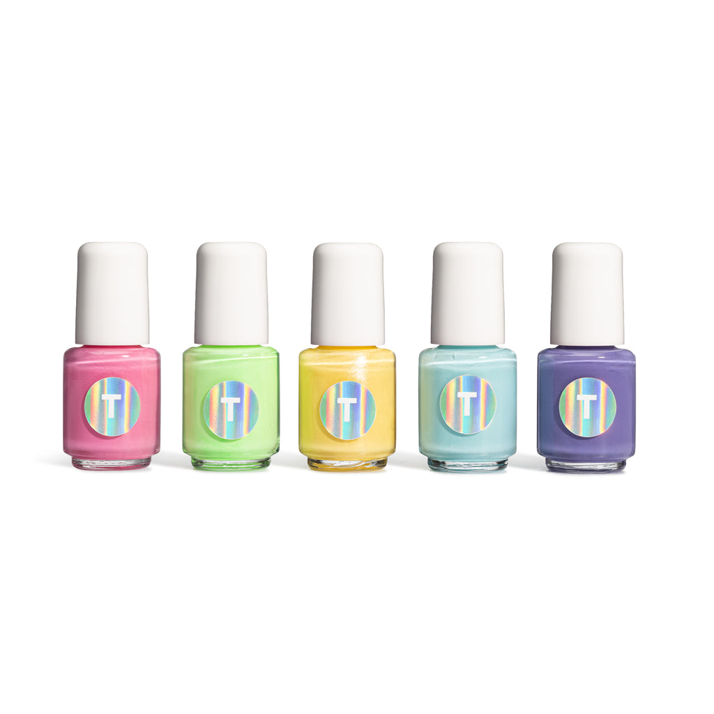 Terra Fun Pop 5-piece Kid collection and five colors (Pink, green, yellow, blue and purple) nail polishes